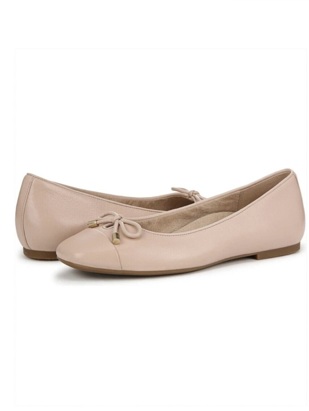 Vionic Klara Slip On Women's Ballet Flats Leather Dusty Pink Bow 10 Narrow NWOB
